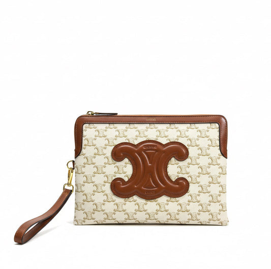 Front view of Celine Clutch on white background.